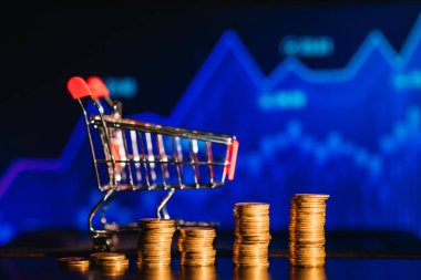 Satış dinamiği ve büyüme konsepti. Karışık medya. Fiyat artışı dinamikleri