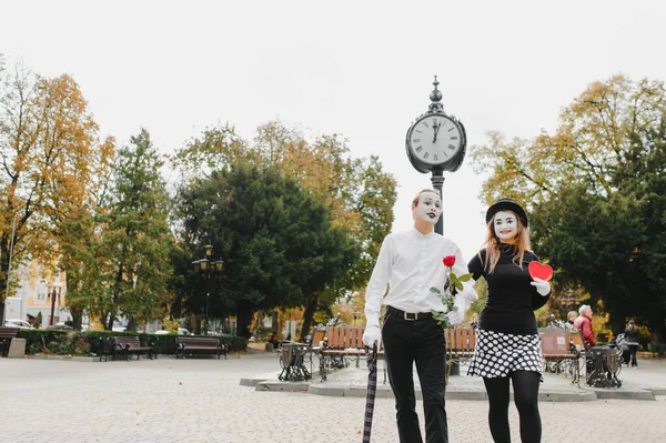 Mime Street Waiting Meet His Lover Portrait Mime Comedian Mime — Stock Photo, Image