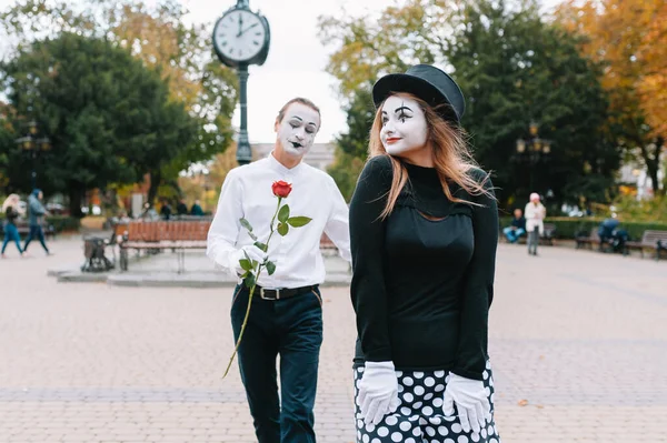 Mime Street Waiting Meet His Lover Portrait Mime Comedian Mime — Stock Photo, Image