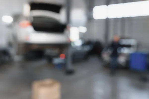 Fondo Borroso Del Centro Coches Mantenimiento —  Fotos de Stock