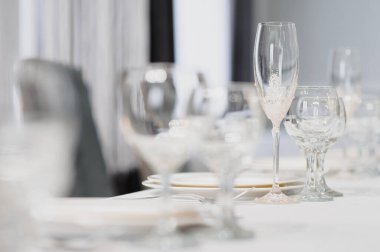 Festival sofra gözlük. Düğün masa dekor kavramı. Tablo ayarı klasik tarzda setout. Güzel Sanatlar.