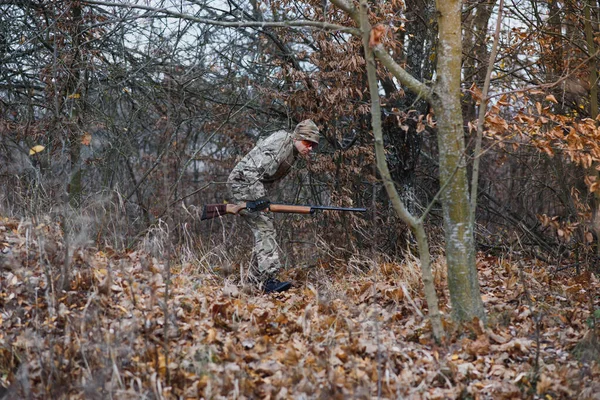 Hunting Permit Man Brutal Gamekeeper Nature Background Hunter Spend Leisure — Stock Photo, Image