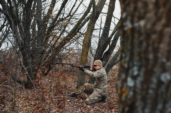Hunting Permit Man Brutal Gamekeeper Nature Background Hunter Spend Leisure — Stock Photo, Image