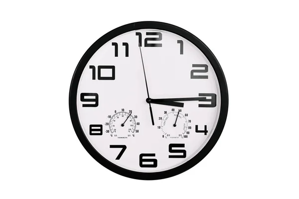 Simple Classic Black White Wall Clock Isolated White Clock Arabic — Stock Photo, Image