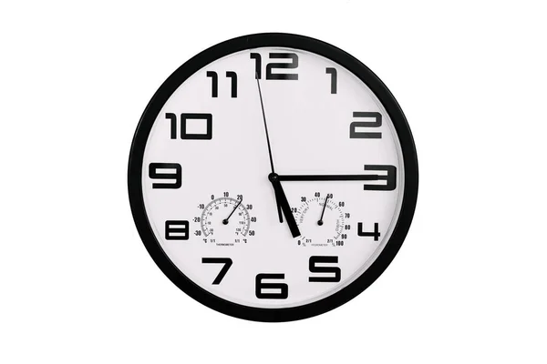 Simple Classic Black White Wall Clock Isolated White Clock Arabic — Stock Photo, Image