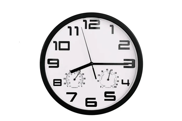 흰색으로 흑백의 시계입니다 아라비아 숫자가 시계는 15를보여준다 — 스톡 사진
