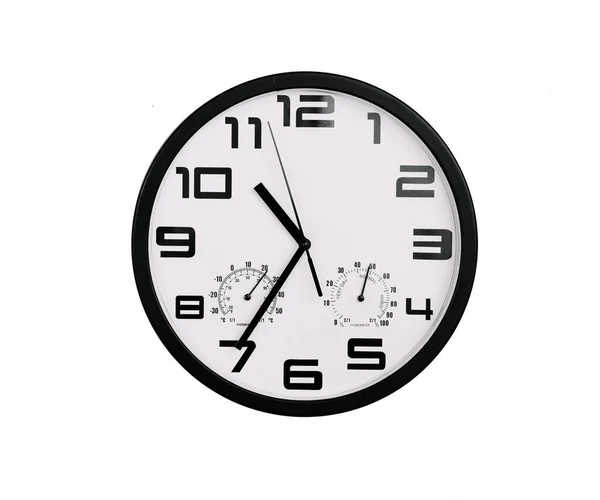 Reloj Pared Redondo Blanco Negro Clásico Simple Aislado Blanco Reloj — Foto de Stock