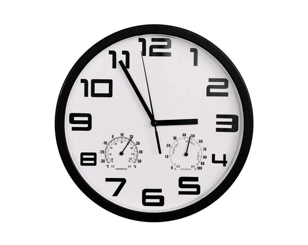 Simple Classic Black White Wall Clock Isolated White Clock Arabic — Stock Photo, Image