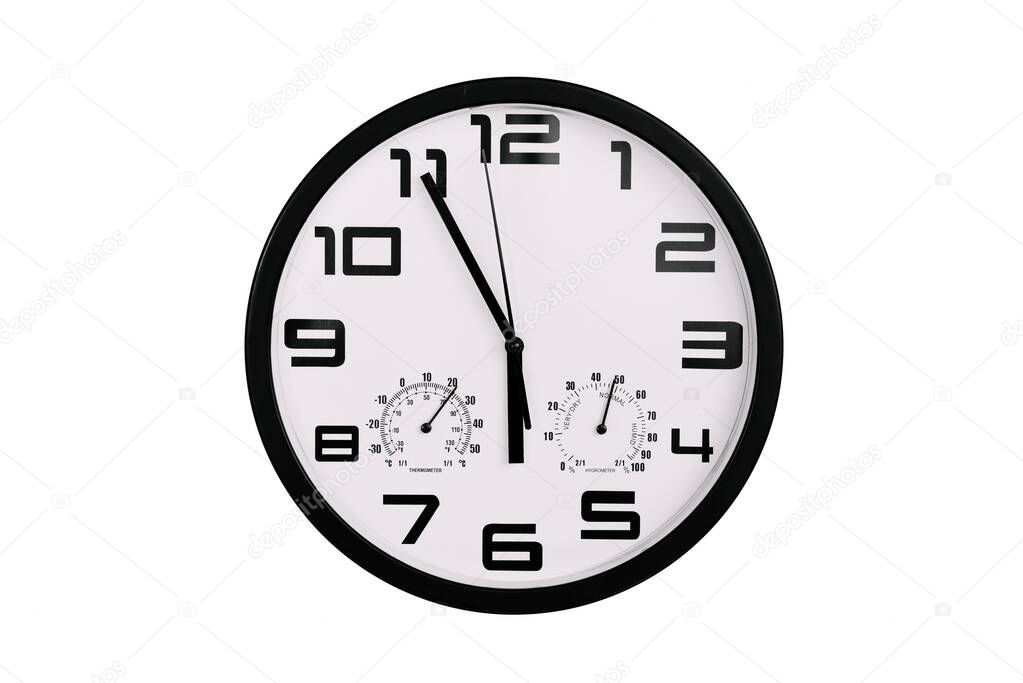 Reloj Pared Redondo Blanco Negro Clasico Simple Aislado Blanco Reloj Foto de stock fotosedrik 362007636