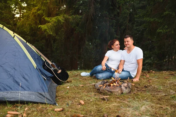 Trevlig Familjecamping Familjesemester Fjälllägret — Stockfoto