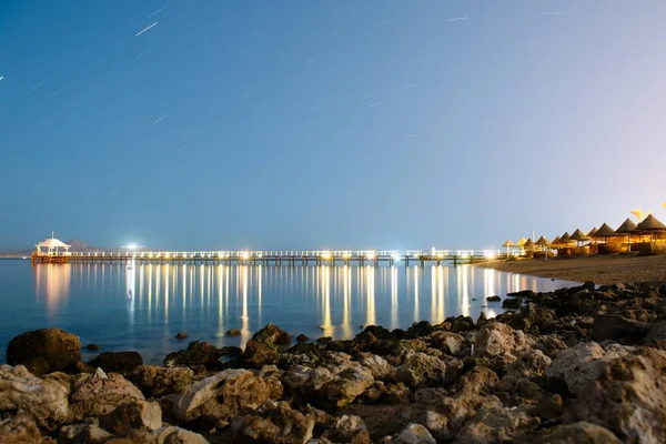 Panorama View Night Sky Beach Egypt — Stock Photo, Image