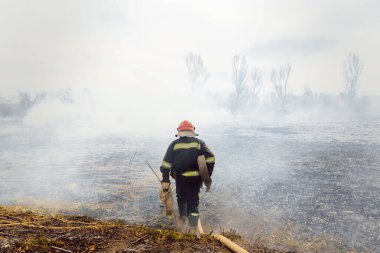 Avustralya çalı yangınları, ateş rüzgar ve sıcaklıkla körükleniyor. İtfaiyeciler yangına su sıkarlar.