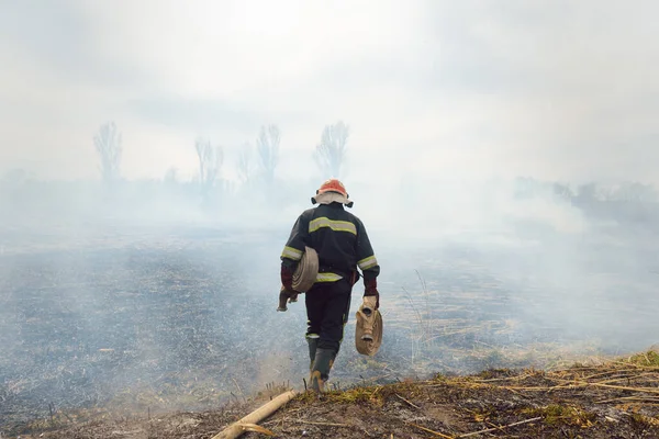 Los Bomberos Ayudaron Combatir Incendio Forestal — Foto de Stock