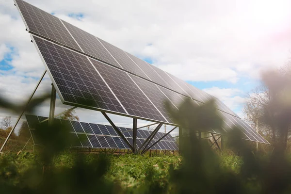 Panel Solar Produce Energía Verde Respetuosa Con Medio Ambiente Del — Foto de Stock