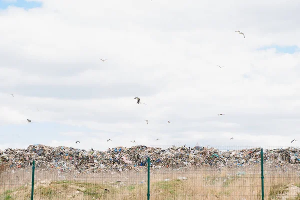 スクラップヒープ スクラップ金属青空とリサイクルする準備ができて — ストック写真