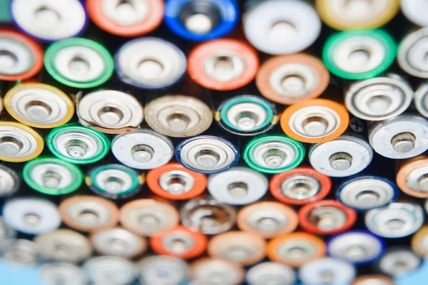 Багато Використовуваних Батарей Різних Виробників Старі Батареї Переробки — стокове фото