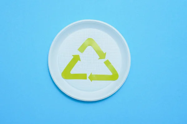 Raccolta Rifiuti Plastica Fondo Blu Concetto Riciclaggio Plastica Ecologia Posa — Foto Stock