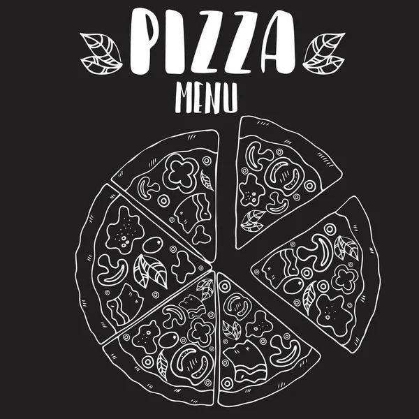 Pizza tasarımı siyah arka plan üzerinde