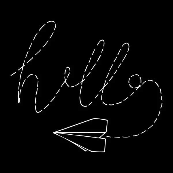 Inscrição hello, paper airplane — Vetor de Stock