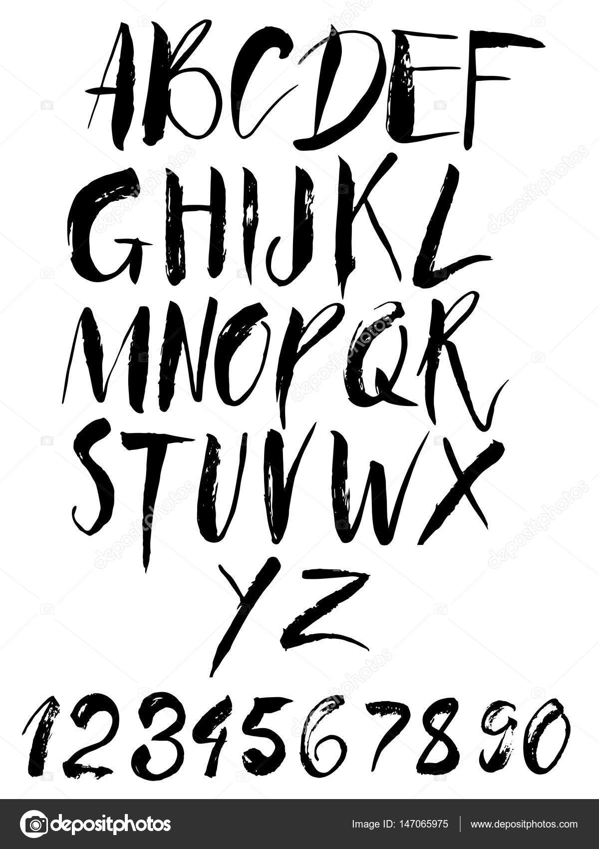 Calligraphy alphabet font and numbers Stock Vector Image by ©RedHead ...