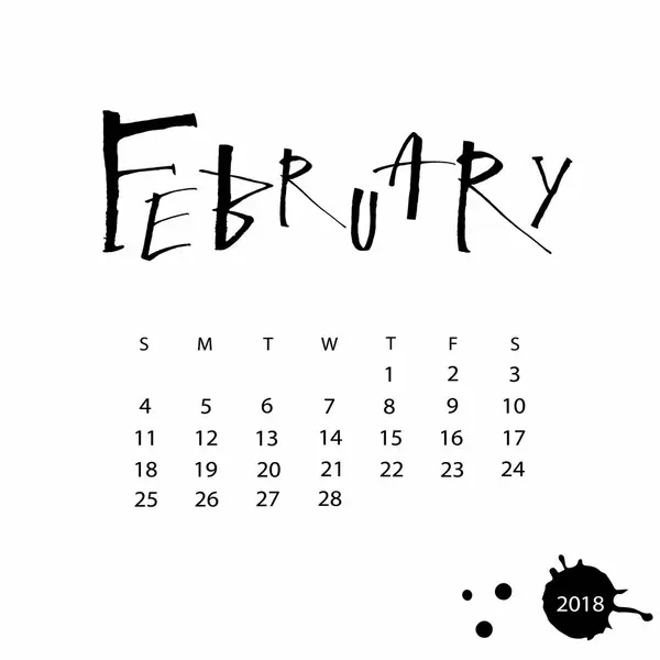 Vektör takvim için Şubat 2018.