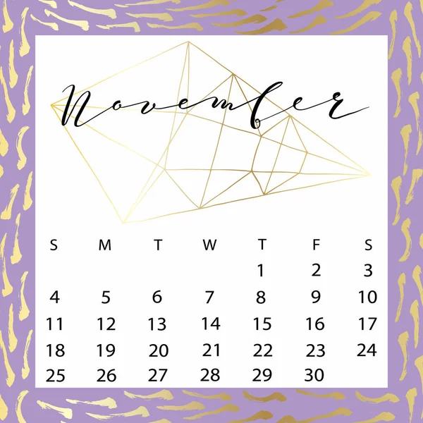 Calendario vectorial de noviembre de 2018 . — Archivo Imágenes Vectoriales