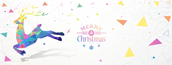 色の鹿低ポリ クリスマス イラスト — ストックベクタ