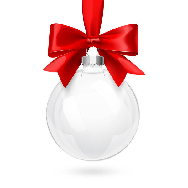 Christmas Glass Ball with Red Bow