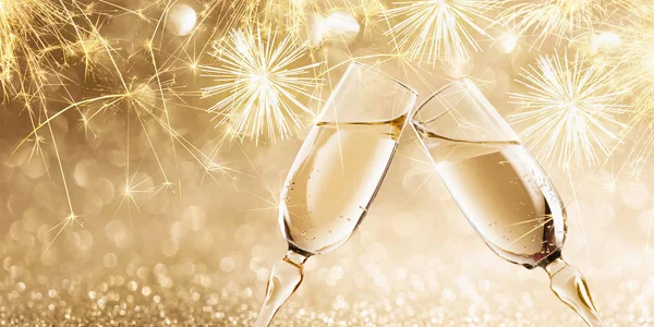 Nyårsafton med champagne — Stockfoto