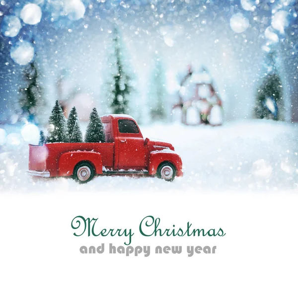 Pickup with Christmas tree — Stock Photo, Image