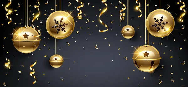 Bolas doradas de Navidad. Vector — Vector de stock