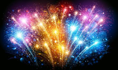 Colorful Fireworks. Vector clipart