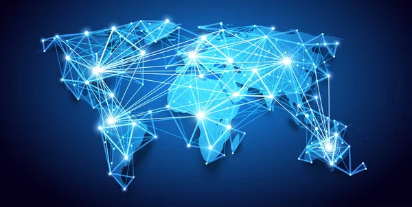 Weltkarte. globales Netzwerk. Vektor — Stockvektor