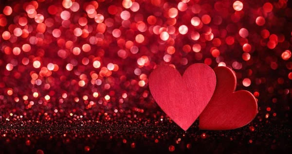 Třpytivý efekt s červeným srdcem — Stock fotografie