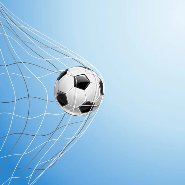 Μπάλα ποδοσφαίρου στο γκολ. διάνυσμα — Διανυσματικό Αρχείο