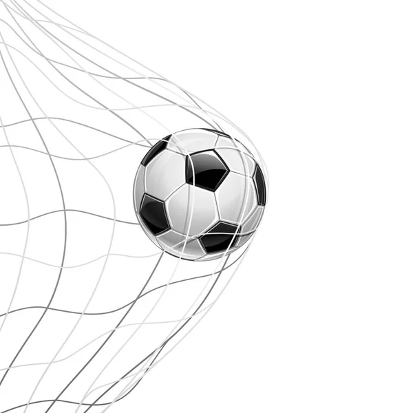 Balón de fútbol en red — Vector de stock