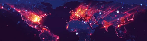 Carte du monde avec effet lumineux — Photo