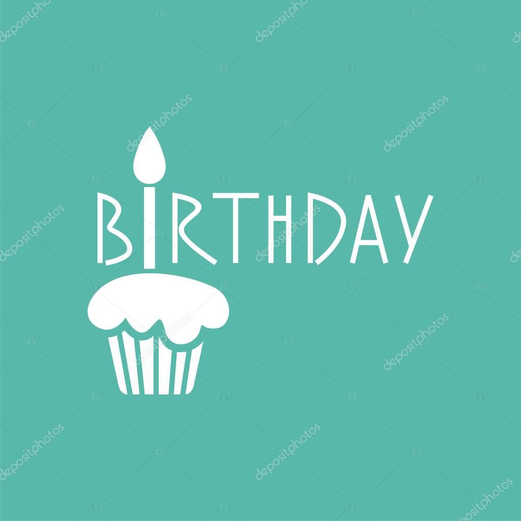 Vector birthday cake with candle. Design logo template. Vector illustration