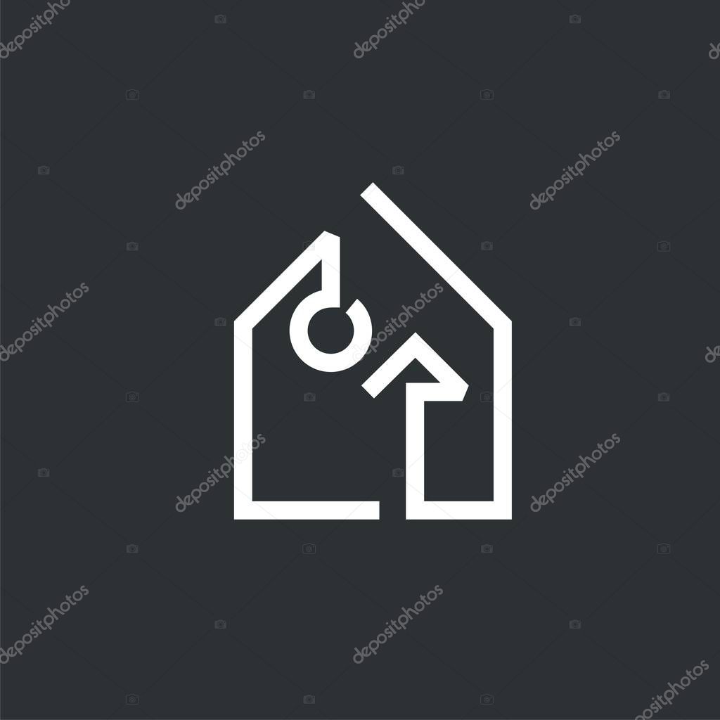 Logo house with floor lamp and chandelier inside it.Vector Illustration.