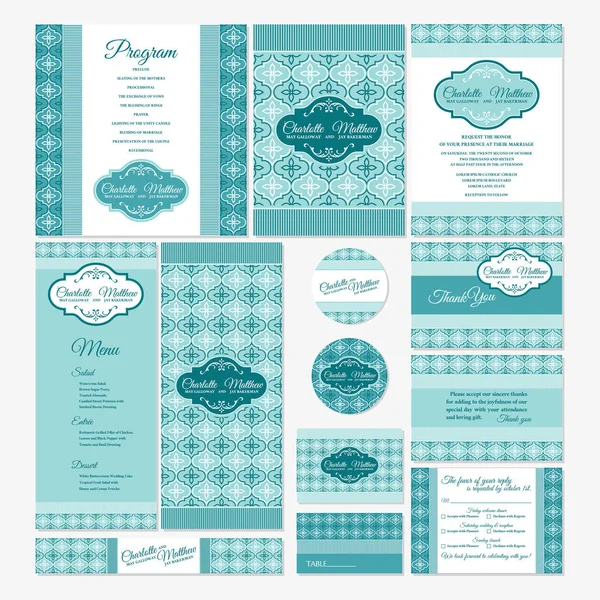 Conjunto de tarjetas de boda — Vector de stock