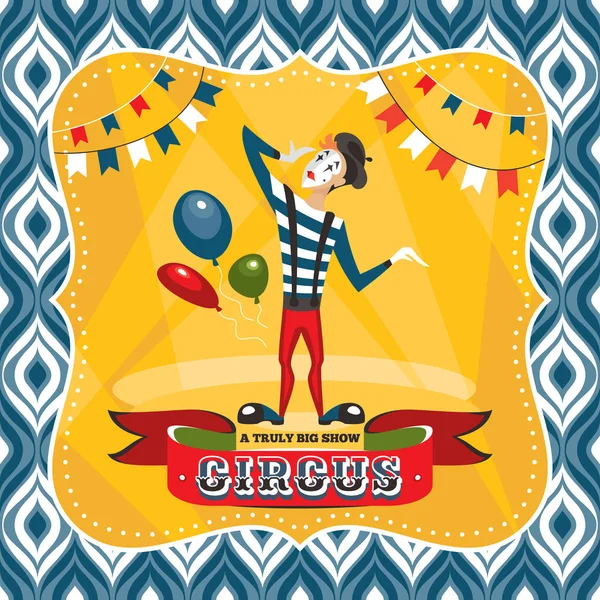 Carte de cirque avec artiste mime — Image vectorielle