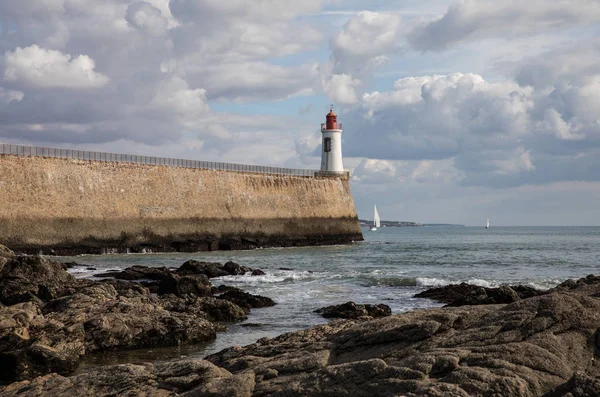 Red Lighthouse in Les Sables d'Olonne - France — Stock Fotó