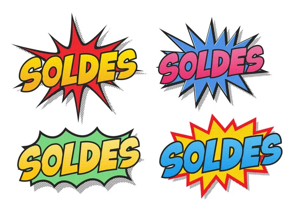 Sale comics bubbles in French — Stock Vector