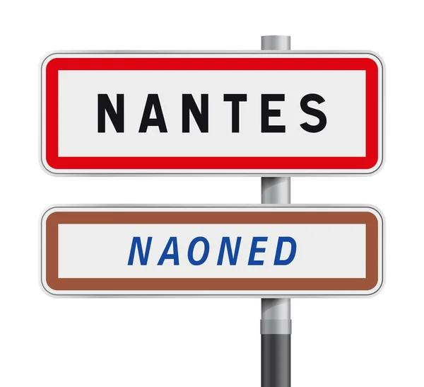 Nantes weg tekenen ingang — Stockvector