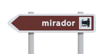 Mirador Spanish direction road sign clipart
