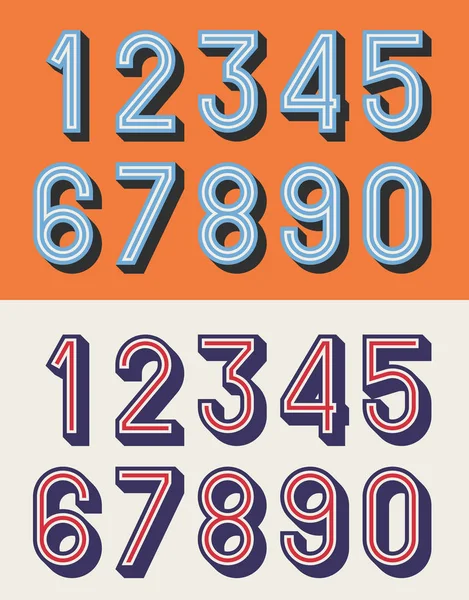 Vector Illustration Vintage Relief Numbers Typeface — Stock Vector