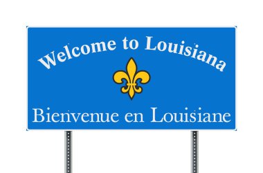 Louisiana yol işareti Fransızca çeviri ile hoş geldiniz