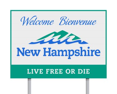 New Hampshire yol işaret welcome için Fransızca çeviri ile hoş geldiniz vektör çizim