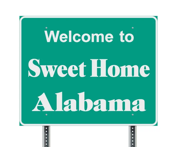 Ilustração Vetorial Sinal Estrada Verde Welcome Sweet Home Alabama —  Vetores de Stock