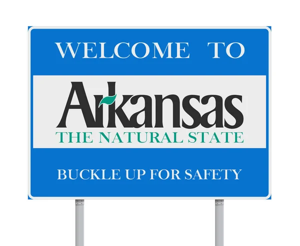 Ilustración Vectorial Bienvenida Arkansas Estado Natural Señal Tráfico — Vector de stock